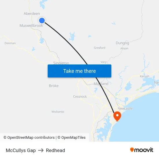 McCullys Gap to Redhead map