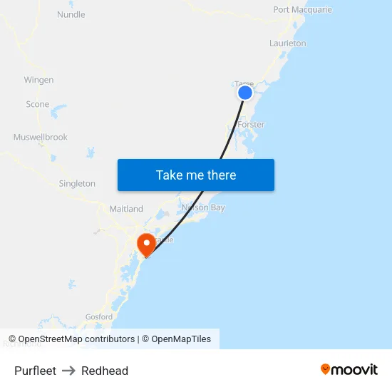 Purfleet to Redhead map