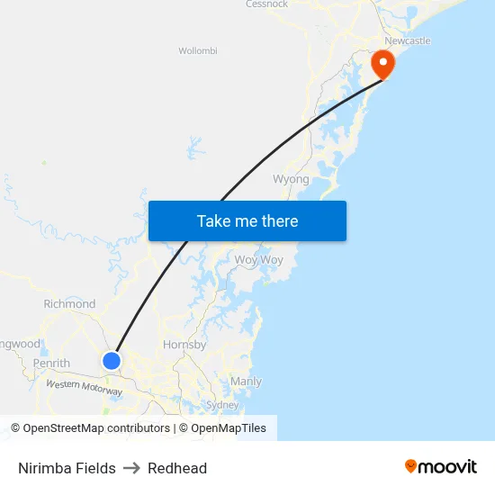 Nirimba Fields to Redhead map