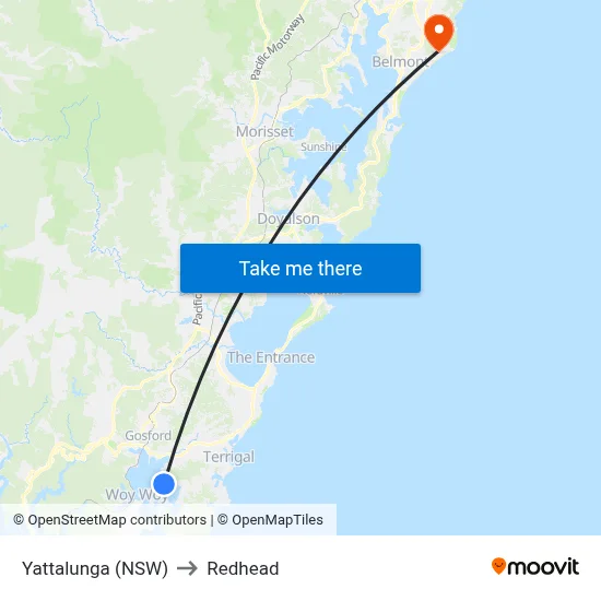 Yattalunga (NSW) to Redhead map
