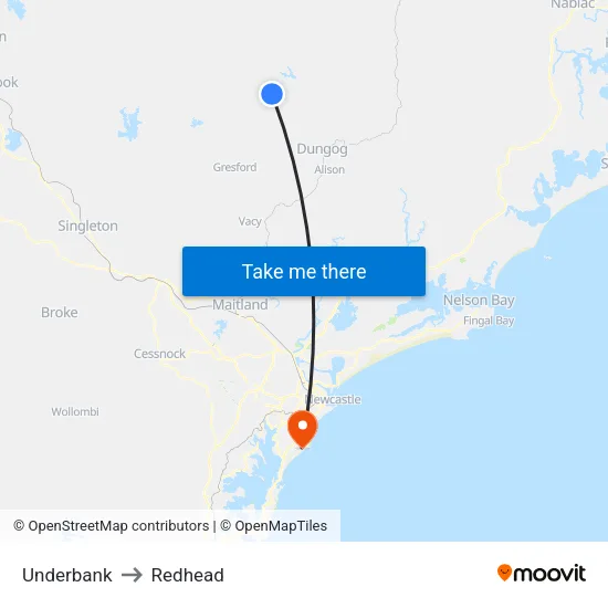 Underbank to Redhead map