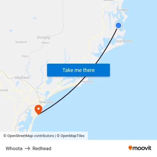 Whoota to Redhead map