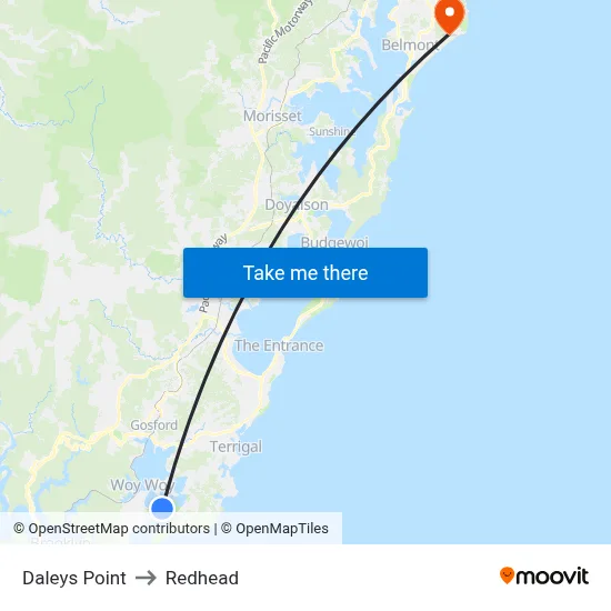 Daleys Point to Redhead map