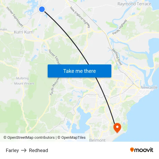 Farley to Redhead map