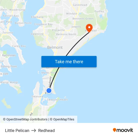 Little Pelican to Redhead map
