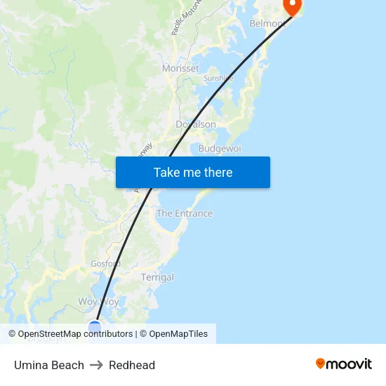 Umina Beach to Redhead map