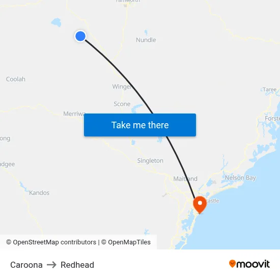 Caroona to Redhead map