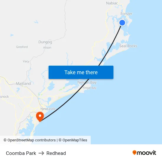 Coomba Park to Redhead map