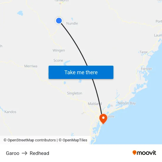 Garoo to Redhead map
