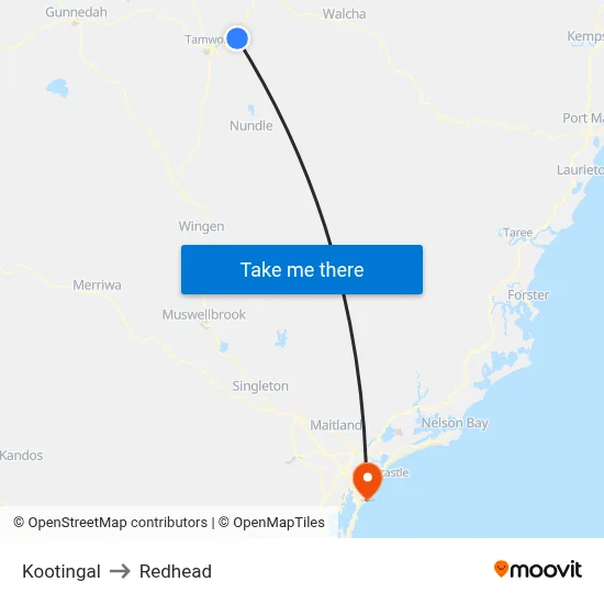 Kootingal to Redhead map
