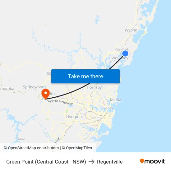 Green Point (Central Coast - NSW) to Regentville map