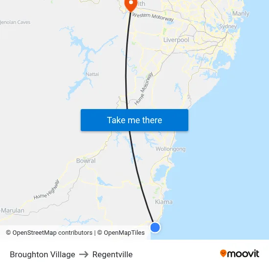 Broughton Village to Regentville map