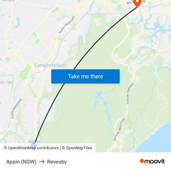 Appin (NSW) to Revesby map