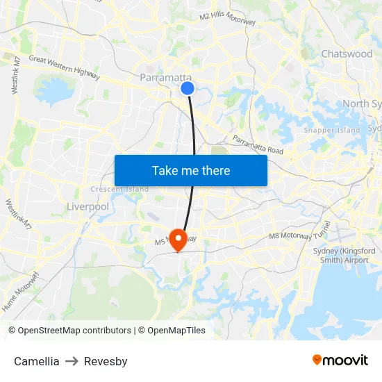 Camellia to Revesby map