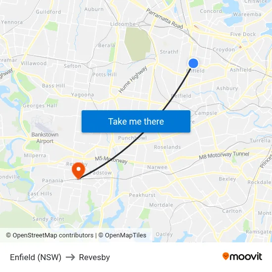 Enfield (NSW) to Revesby map