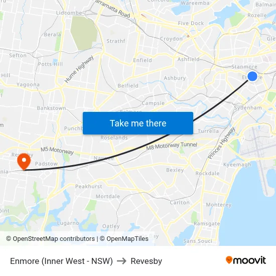 Enmore (Inner West - NSW) to Revesby map