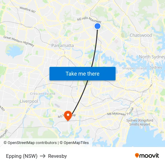 Epping (NSW) to Revesby map