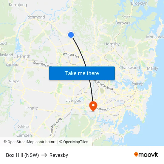 Box Hill (NSW) to Revesby map