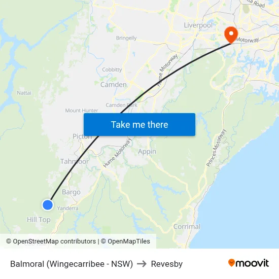 Balmoral (Wingecarribee - NSW) to Revesby map