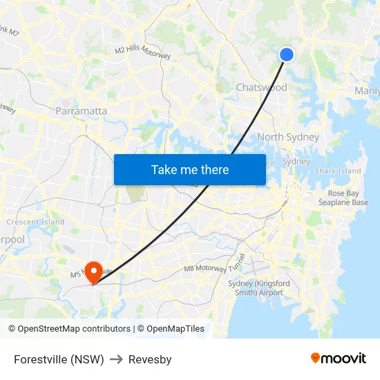 Forestville (NSW) to Revesby map