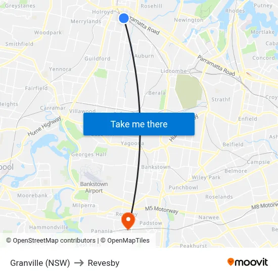 Granville (NSW) to Revesby map