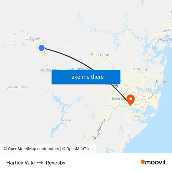 Hartley Vale to Revesby map