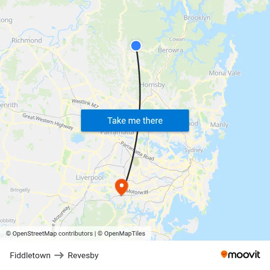Fiddletown to Revesby map