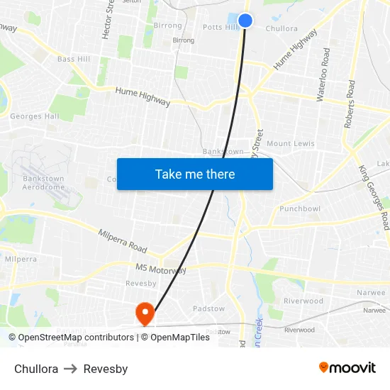Chullora to Revesby map