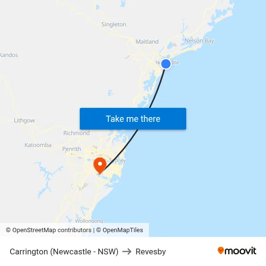 Carrington (Newcastle - NSW) to Revesby map