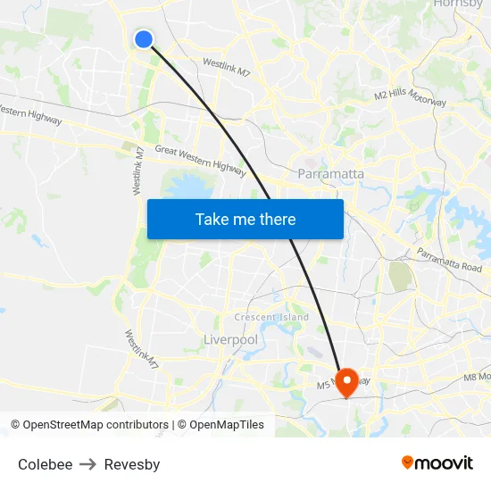 Colebee to Revesby map