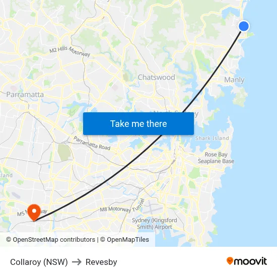 Collaroy (NSW) to Revesby map