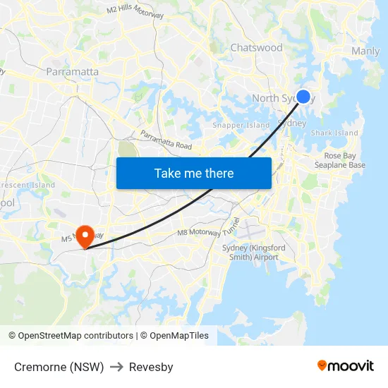 Cremorne (NSW) to Revesby map