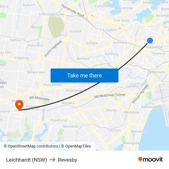 Leichhardt (NSW) to Revesby map