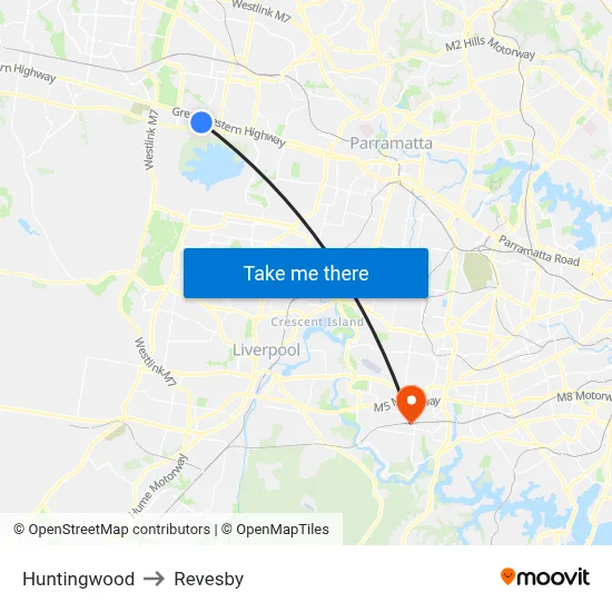 Huntingwood to Revesby map