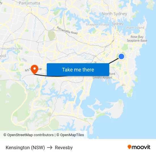 Kensington (NSW) to Revesby map