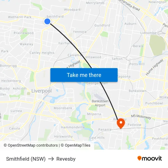 Smithfield (NSW) to Revesby map