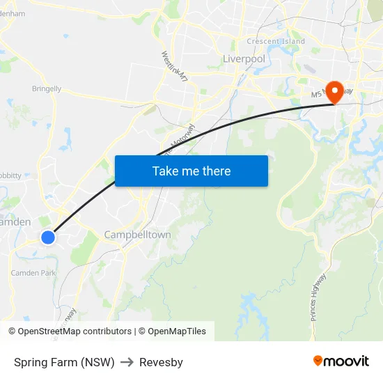 Spring Farm (NSW) to Revesby map