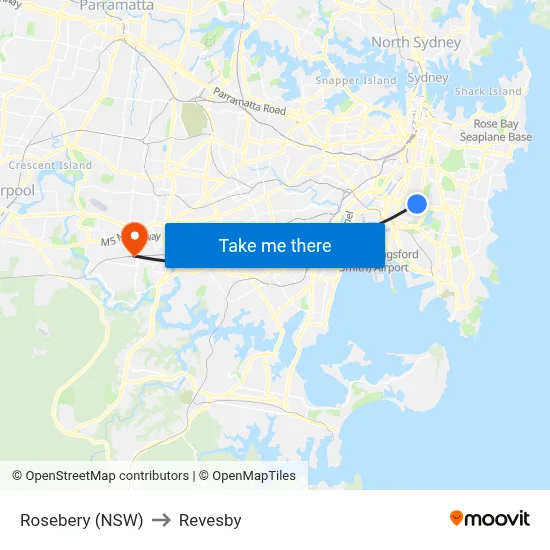 Rosebery (NSW) to Revesby map