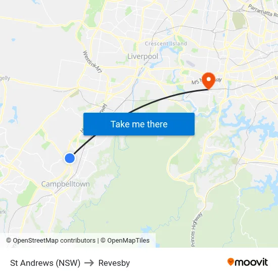 St Andrews (NSW) to Revesby map