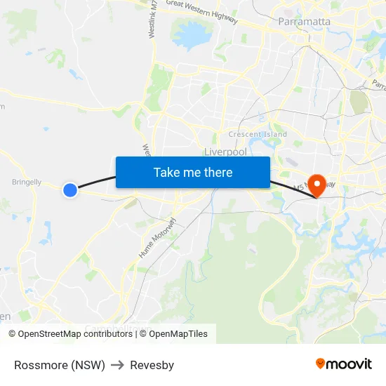 Rossmore (NSW) to Revesby map
