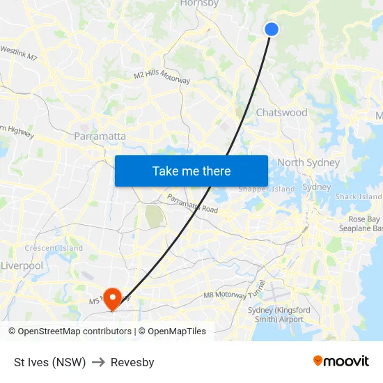 St Ives (NSW) to Revesby map