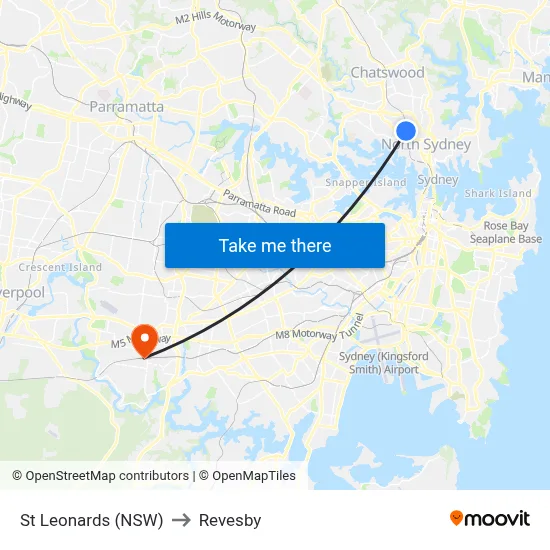 St Leonards (NSW) to Revesby map