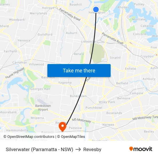 Silverwater (Parramatta - NSW) to Revesby map
