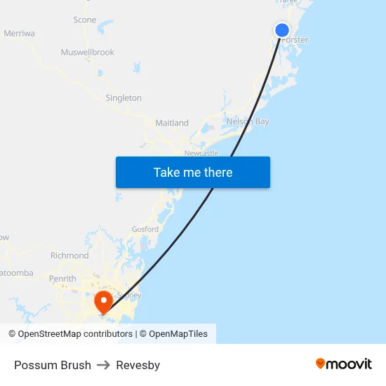 Possum Brush to Revesby map