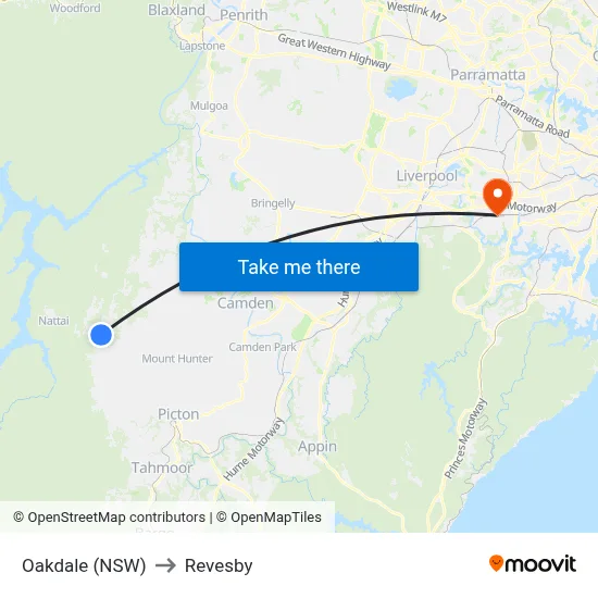 Oakdale (NSW) to Revesby map
