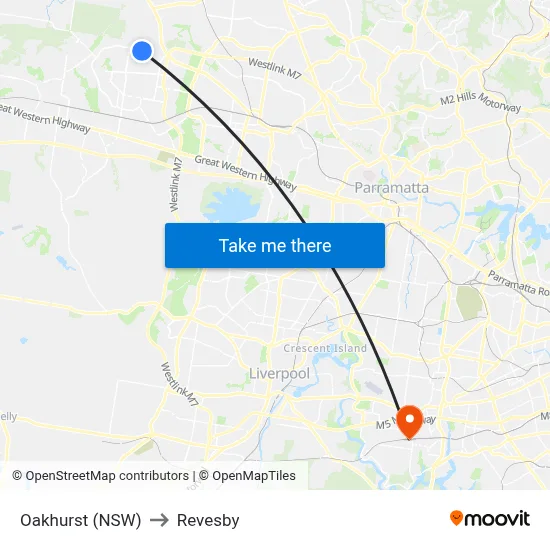 Oakhurst (NSW) to Revesby map