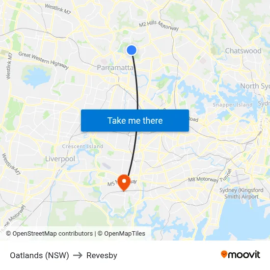 Oatlands (NSW) to Revesby map