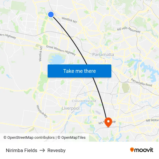 Nirimba Fields to Revesby map
