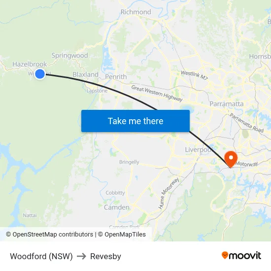 Woodford (NSW) to Revesby map