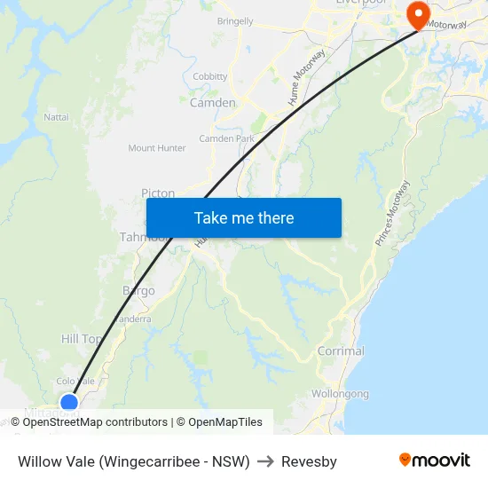 Willow Vale (Wingecarribee - NSW) to Revesby map